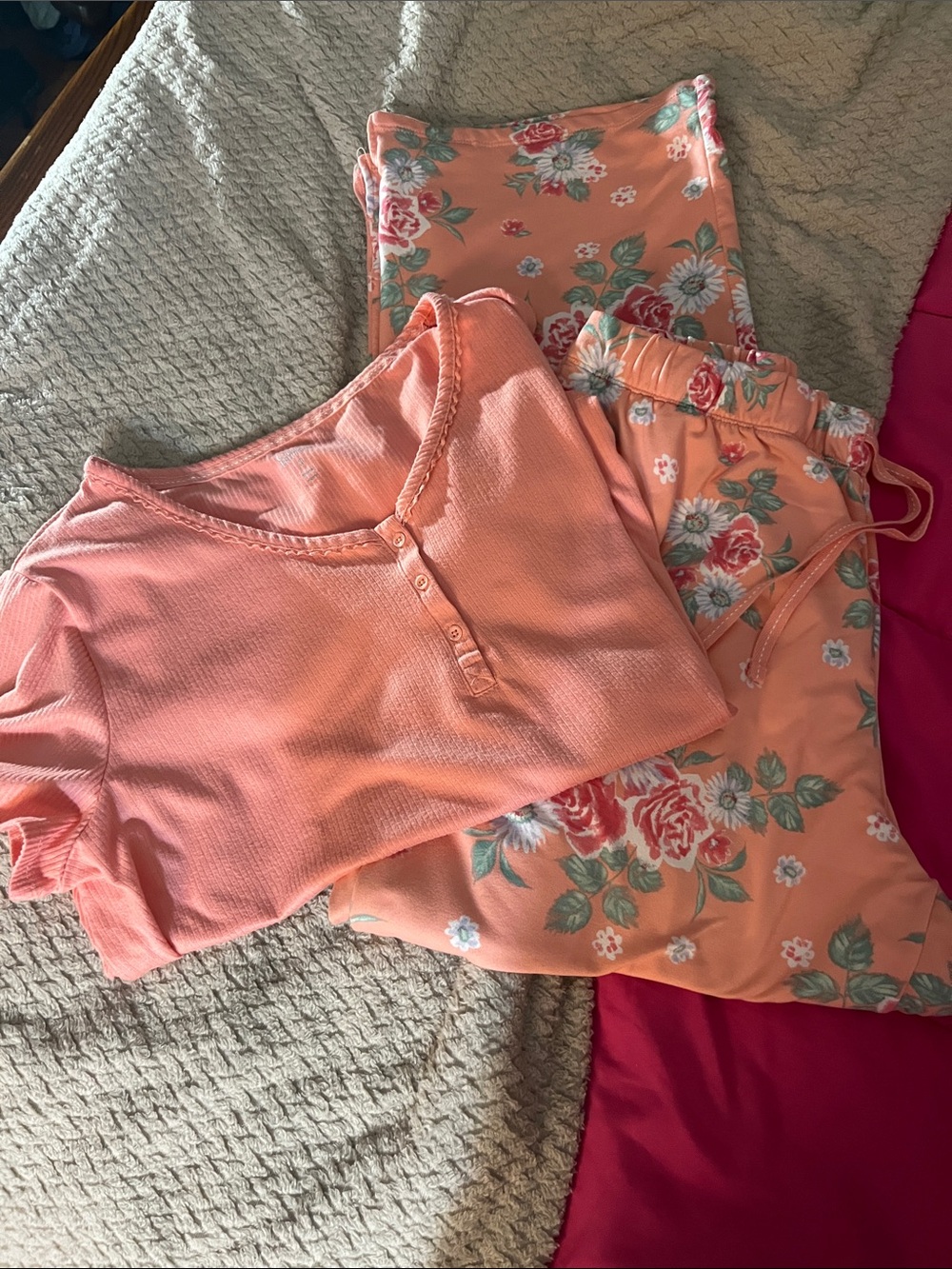 croft & barrow Peach Floral Short Sleeve Pajama Set